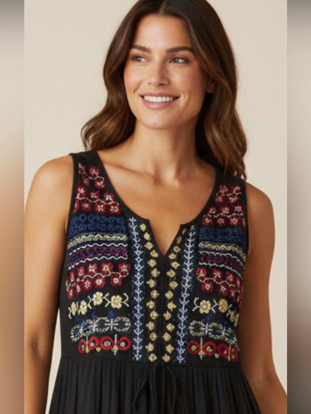 Design history Embroidered Black Sleeveless V-Neck Women’s midi dress size large